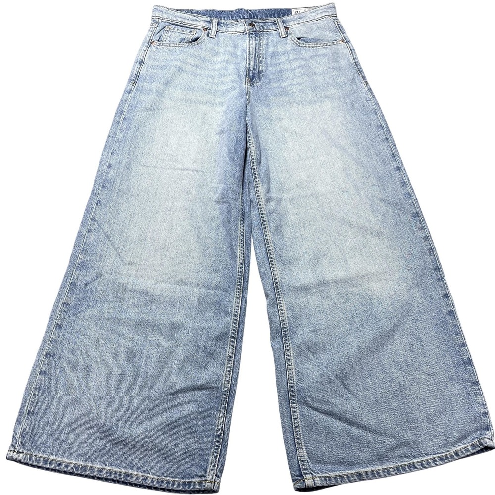 Gap Baggy Mid Rise Jeans Womens 10 Short Light Wash Relaxed Wide Leg 30/10S